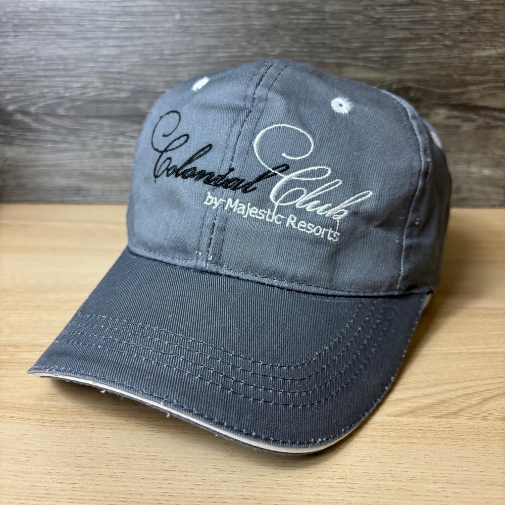 Colonial Club Hat Cap Strap Back Gray Golf Golfing Adjustable